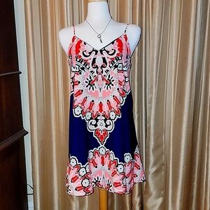 Peach Love California Spaghetti strap Tunic  Size Small Pink and Blue
